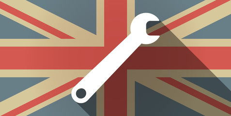 Wall Mural - Long shadow UK flag icon with a spanner