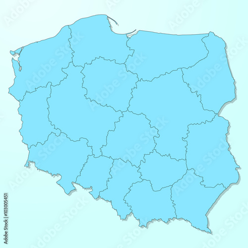 Fototapeta na szkło Polska niebieska mapa na zdegradowanym tle wektora