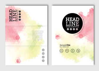 Business brochure design template. Vector flyer layout, colorful triangular background with elements for magazine, cover, poster design. A4 size.