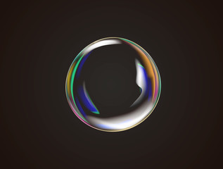 transparent rainbow soap bubble vector.
