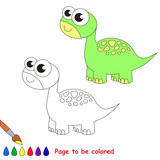 Fototapeta Dinusie - Brontosaurus cartoon. Page to be colored. 