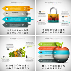 Wall Mural - 4 in 1  Infographics Bundle