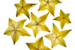 Background from the fruit of carambola slices on white background