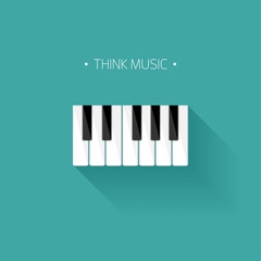 Vector illustration. Musical flat background. Piano key, keyboard. Melody. Instrument.