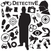 Detective Vector Icon Set.