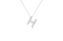 Pretty Initial "H" Necklace With Sparkly Diamonds