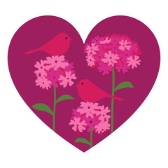 Sticker - bird flower botanical heart