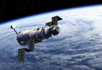 Wall Mural - space station deploys solar panels