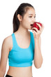 © halfbottle - Beautiful Asian healthy girl with red apple
