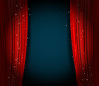 red curtains background with glittering stars