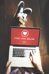 Wall Mural - find love online valentines romance love heart dating concept