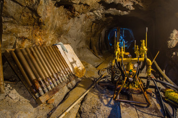 Underground gold mine ore drilling machine Berezovsky mine Ural