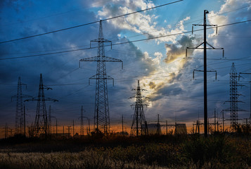 High-voltage power transmission towers