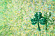 Saint Patricks Day shiny green clovers
