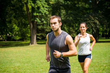 Sticker - Jogging together - young couple running