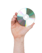 Man Hand With Compact Disc Isolated