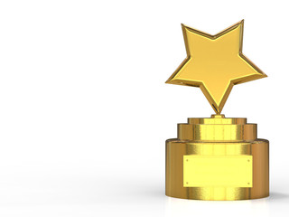 Wall Mural - 3d rendered gold star trophy