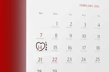 Wall Mural - 14 february calendar. Valentines day concept