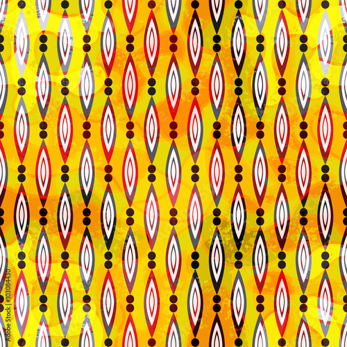 Tapeta ścienna Kolorowe abstrakcyjne elementy geometryczne na żółtym tle ilustracji wektorowych bez szwu deseń