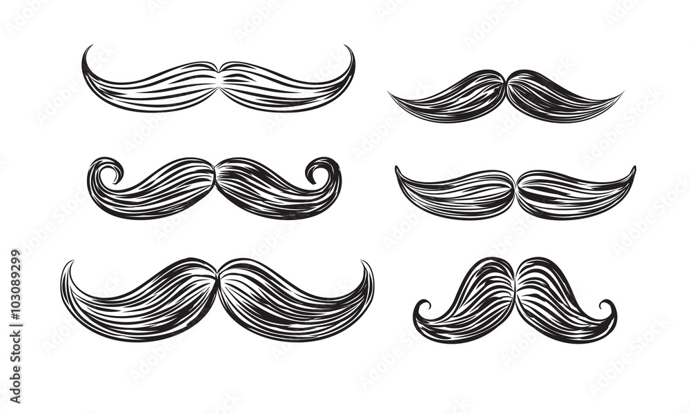 black mustache icons - obrazy, fototapety, plakaty 