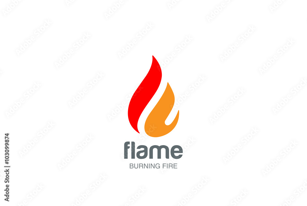 Fire Flame Logo design vector drop. Droplet Logotype icon - obrazy, fototapety, plakaty 