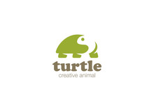 Turtle Logo Design Vector Negative Space Style Zoo Logotype Icon
