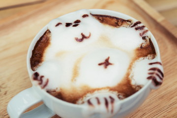 Wall Mural - Hot Latte Art brings hot milk into a bear.