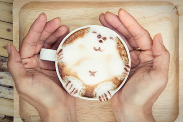 Sticker - Hot Latte Art brings hot milk into a bear.