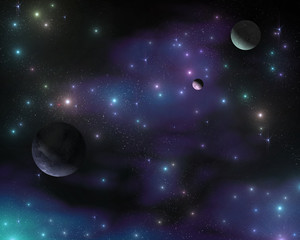 Wall Mural - The stars in the galaxy, a stellar nebula, planets in space