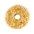 White chocolate donut sprinkled with nuts