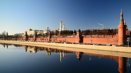 Canvas Print - View of  Moscow Kremlin from  river, Russia