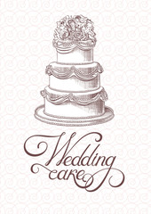 vintage wedding cake vector