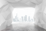 Fototapeta Perspektywa 3d - Modern abstract tunnel with city views