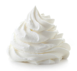 whipped cream on white background