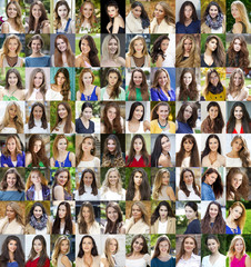 Poster - Collage of beautiful young women between eighteen and thirty yea