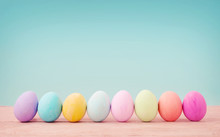 Vintage Pastel Color Of Easter Eggs.