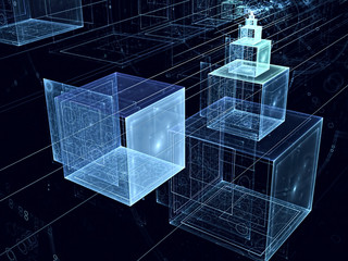 Wall Mural - abstract technology background cubes digitally generated image