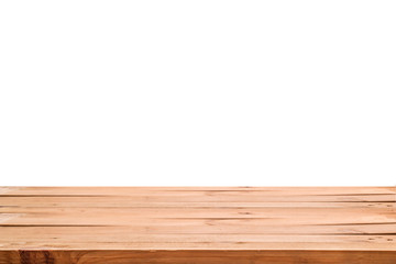 Wall Mural - top of empty wood table ready for your product display montage. with white background.