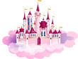 Vector pink princess magic castle.
