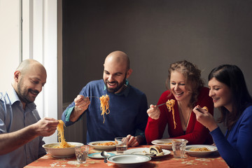 Friends eating together