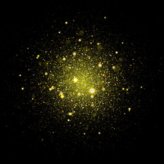 Aufkleber - Vector gold star sparkles in space. Glittering shining particles in galaxy