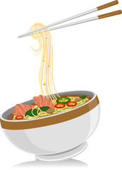 Poster - Asian Food Pho Noodles Chopsticks