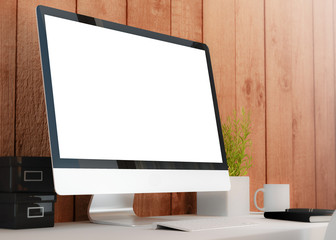 Wall Mural - modern workspace with blank screen
