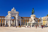 Fototapeta Paryż - Beautiful image of the gate and statue of  King Jose on the Commerce square (Praca do Comercio) in Lisbon, Portugal