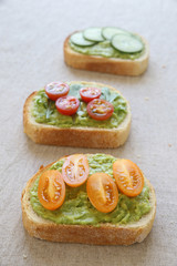 Wall Mural - Green sourdough open face sandwiches toast