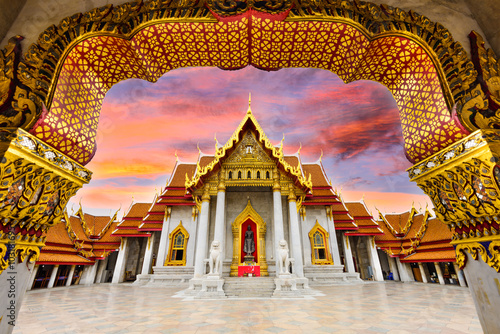 Obraz Dibond Marmurowa świątynia Bangkok, Tajlandia.