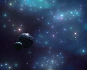 Wall Mural - The stars in the galaxy, a stellar nebula, planets in space