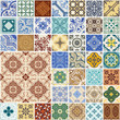 Colorful Seamless Patchwork Pattern - Spain and Moroccan Tiles Set