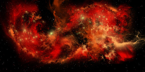 red nebula - a nebula is a collection of interstellar gasses, dust and matter in which stars are bor