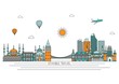 Istanbul detailed Skyline. Travel and tourism background. Vector background. line illustration. Line art style